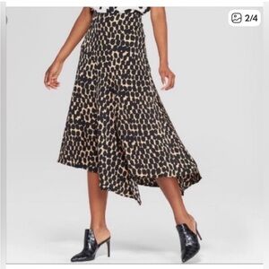 Who What Wear Asymmetrical Animal Print Skirt - Black and Tan